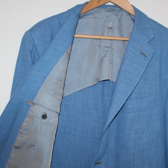 KITON Sky Blue Cashmere Linen 3-button sport coat - Picture 4 of 9